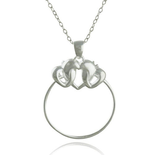 FashionJunkie4Life Sterling Silver Three Hearts Charm Holder Pendant Necklace, 18" Chain, Display Your Favorite Charms