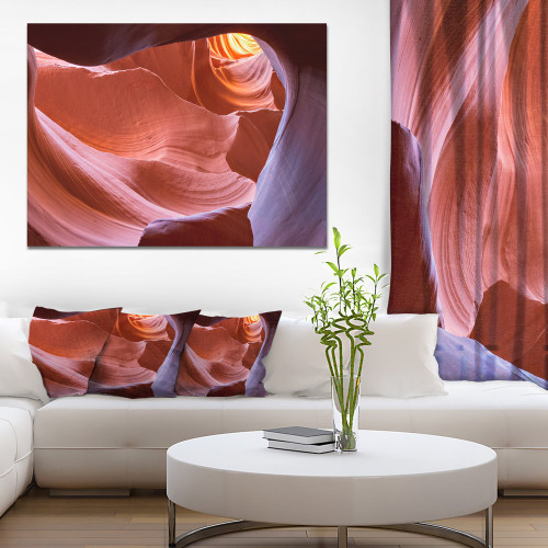 Designart PT8805-20-12 Sandstone Waves in Canyon-Landscape Photo Canvas Print-20x12, 12" H x 20" W x 1" D 1P, Brown