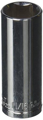 K-T Industries 3/8" Drive 6-Point Deep Socket, 11/16"