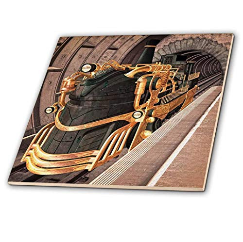 3dRose ct_172052_1 a Steampunk Train Station Ceramic Tile, 4-Inch