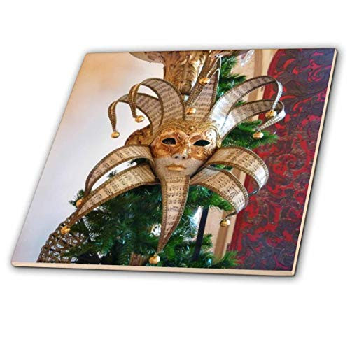 3dRose ct_37226_1 Gold and Musical Vintage Mask-Ceramic Tile, 4-Inch