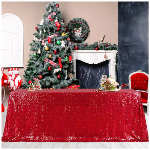 B-COOL Red Sequin Tablecloth Christmas Table Cloth 90x132-Inch Seamless Tablecloths Sequined Fabric Rectangle Overlays for Birthday Party Evening Decor B-COOL Red Sequin Tablecloth Christmas Table Cloth 90x132-Inch Seamless Tablecloths Sequined Fabric Rectangle Overlays for Birthday Party Evening Decor
