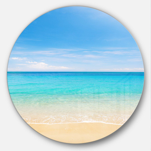 Designart Bright Blue Tropical Beach-Seashore Photo Large Metal Wall Art-Disc of 23, 23'' H x 23'' W x 1'' D 1P