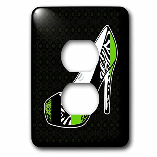 3dRose lsp_57146_6 I Love Shoes Animal Print High Heel Shoe Green Cheetah and Zebra 2 Plug Outlet Cover 3dRose lsp_57146_6 I Love Shoes Animal Print High Heel Shoe Green Cheetah and Zebra 2 Plug Outlet Cover