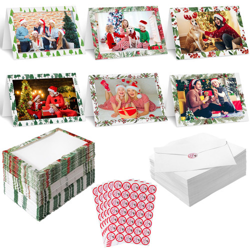 Zhanmai 365 Pieces Christmas Photo Frame Greetings Cards with White Envelopes Christmas Photo Sleeve Christmas Greeting Cards with Photo Insert Xmas Vintage Photo Frames for 4'' x 6'' Photos Zhanmai 365 Pieces Christmas Photo Frame Greetings Cards with White Envelopes Christmas Photo Sleeve Christmas Greeting Cards with Photo Insert Xmas Vintage Photo Frames for 4'' x 6'' Photos