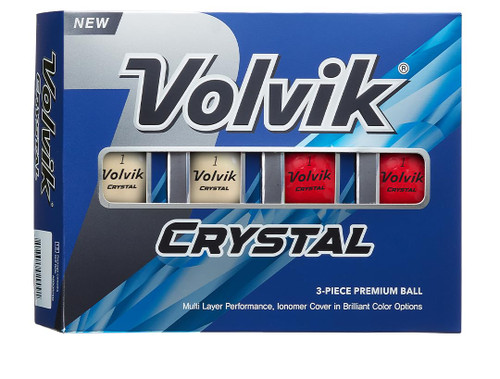 Volvik Crystal 3-Piece Premium Color Golf Balls 1 Dozen (12 Balls) - Mixed Color (White, Red)
