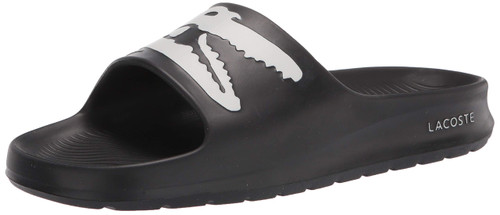 Lacoste mens Croco Slide Sandal, Black/White Croc, 13 US