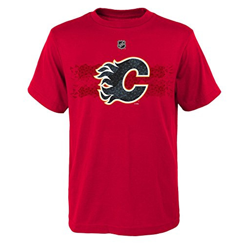 Outerstuff NHL Calgary Flames Gaudreau J Boys Fractal Camo Player Short Sleeve Tee, Large/(14-16), Red