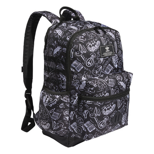 adidas Originals National 3.0 Backpack, Seed Doodle Art Black-White, One Size