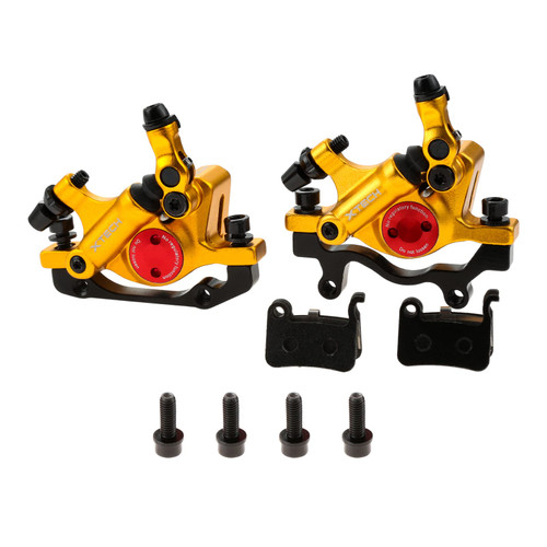 PETCHOR HB-100 Line Pulling Hydraulic Disc Brake Calipers, Mechanical Disc Brakes for MTB, Mountain Bike, E-bike and Electric Bike 2PCS Front/Rear Gold PETCHOR HB-100 Line Pulling Hydraulic Disc Brake Calipers, Mechanical Disc Brakes for MTB, Mountain Bike, E-bike and Electric Bike 2PCS Front/Rear Gold