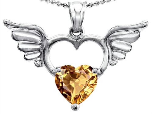 Star K Wings Of Love Birth Month Pendant Necklace with 8mm Heart Shape Simulated Imperial Yellow Topaz Star K Wings Of Love Birth Month Pendant Necklace with 8mm Heart Shape Simulated Imperial Yellow Topaz