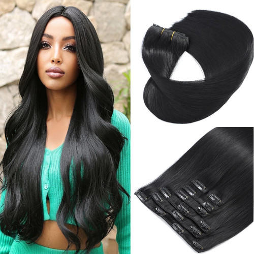 Hair Extensions Human Hair Clip in 120g Jet Black Hair Extensions Clip in Human Hair 16 Inch Clip in Hair Extensions Real Human Hair 7Pc Seamless Clip in Hair Extensions for Black women(16Inch,#1) Hair Extensions Human Hair Clip in 120g Jet Black Hair Extensions Clip in Human Hair 16 Inch Clip in Hair Extensions Real Human Hair 7Pc Seamless Clip in Hair Extensions for Black women(16Inch,#1)