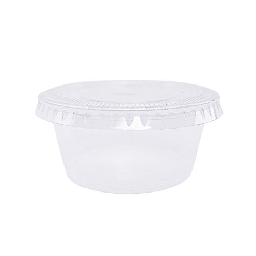 EDI Clear Plastic Disposable Portion Cups/Souffle Cup with Lids (50, 1 OZ)