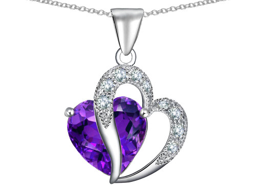 Star K Heart Shape 12mm Simulated Amethyst Pendant Necklace Sterling Silver Star K Heart Shape 12mm Simulated Amethyst Pendant Necklace Sterling Silver