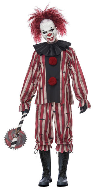 California Costumes Plus Size Nightmare Clown Costume for Men Standard, Red, Black