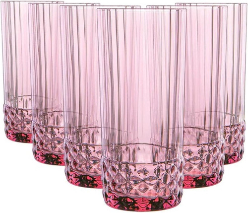 Bormioli Rocco America '20s 16.25 oz. Cooler Glasses, Lilac Rose, Set of 6