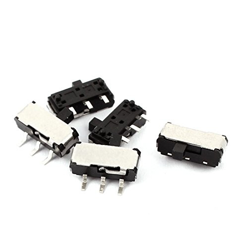 uxcell 5 Pcs 2 Position Straight 3P SPDT Micro Slide Switch Latching Toggle Switch Black