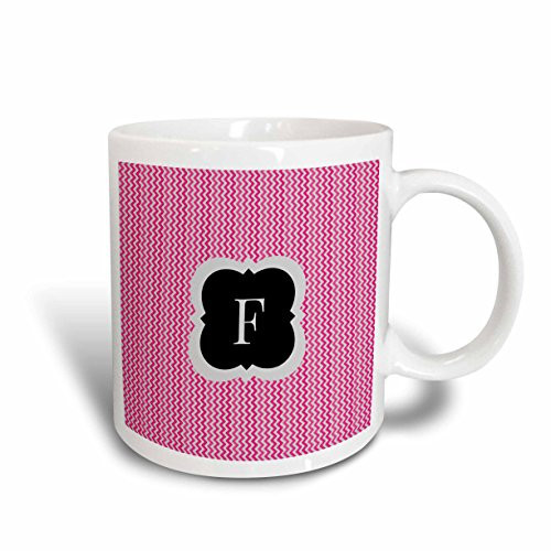 3dRose 222042_1""Pink And Grey Chevron Monogram Initial E" Mug, 11 oz,