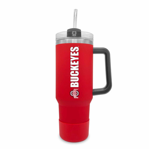 Campus Colors College & University 40 oz Travel Tumbler With Handle - Dual Option Lid With Straw - Vacuum Insulated Stainless Steel (Ohio State Buckeyes - Red) Campus Colors College & University 40 oz Travel Tumbler With Handle - Dual Option Lid With Straw - Vacuum Insulated Stainless Steel (Ohio State Buckeyes - Red)