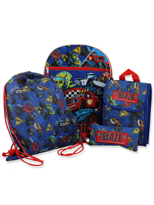 Nickelodeon Blaze and the Monster Machines Boys 16" Backpack 5 piece School Set (One Size, Blue)