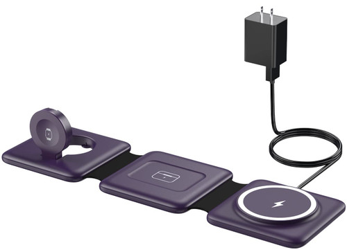 Charging Station for Apple Multiple Devices - 3 in 1 Magnetic Foldable Wireless Charger Dock - Travel Charging Pad for iPhone 15 14 13 12 Pro Max Plus Watch & Airpods Charging Station for Apple Multiple Devices - 3 in 1 Magnetic Foldable Wireless Charger Dock - Travel Charging Pad for iPhone 15 14 13 12 Pro Max Plus Watch & Airpods