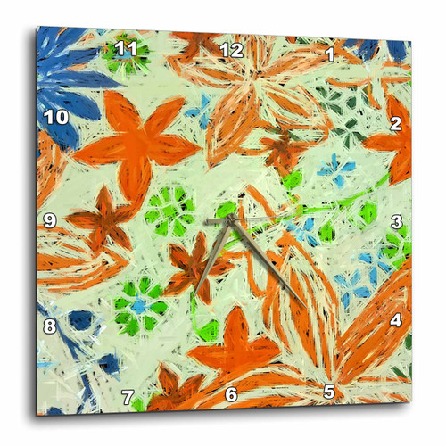 3dRose DPP_17139_1 Wall Clock, Criss Cross Orange, 10 by 10-Inch
