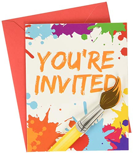 Creative Converting 317724 Art Invitations (8 ct) Party Supplies, One Size, Multicolor