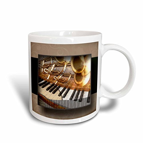 3dRose mug_110951_1 Abstract Jazz Instruments Ceramic Mug, 11-Ounce