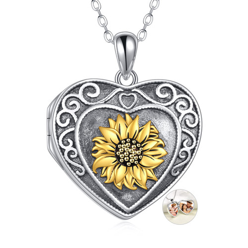 WINNICACA Women's Lockets Sterling Silver Sunflower Locket Necklace thart Holds Picture You Are My Sunshine Sunflower Jewelry for Women Heart Locket Pendant WINNICACA Women's Lockets Sterling Silver Sunflower Locket Necklace thart Holds Picture You Are My Sunshine Sunflower Jewelry for Women Heart Locket Pendant