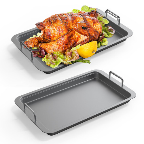 SafBbcue 2Pack Baking Pan,Lasagna Pan,Thanksgiving Turkey Roaster Pan for Ovens,Christmas Roasting Pan Great for Roast Chicken Meat Lasagna,Heavy Duty,Non-toxic,17.4inch,Carbon Steel SafBbcue 2Pack Baking Pan,Lasagna Pan,Thanksgiving Turkey Roaster Pan for Ovens,Christmas Roasting Pan Great for Roast Chicken Meat Lasagna,Heavy Duty,Non-toxic,17.4inch,Carbon Steel