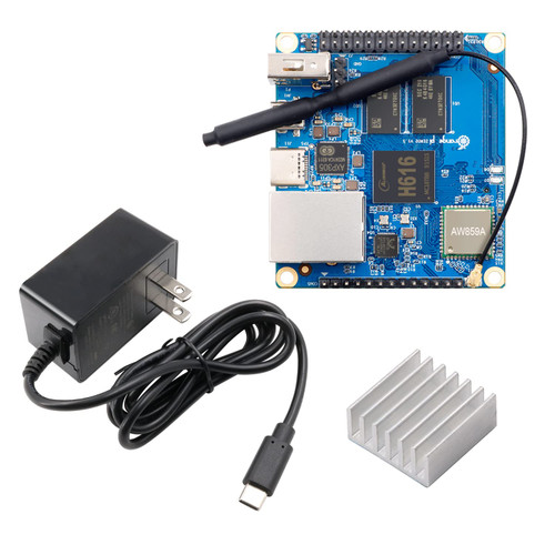Orange Pi Zero 2 1GB Allwinner H616 Quad Core 64 Bit with 2MB SPI Flash, Support WiFi BT5.0,Gigabit Ethernet, Open Source Single Board Computer Run Android,Ubuntu,Debian(Zero2+Heat Sink+Power Supply)