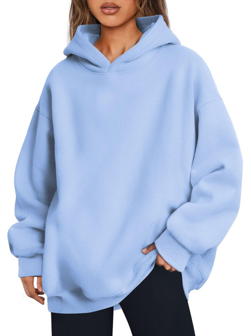 Trendy Queen Hoodies for Women Oversized Sweatshirts Fleece Casual Soft Pullover Loose Lightweight Fashion Fall Winter Clothes Tops 2023 Lightblue