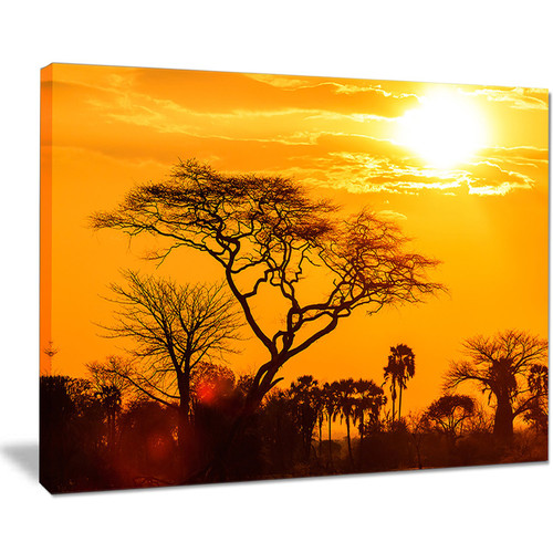Designart PT10884-20-12 Orange Glow of African Sunset-Extra Large Wall Art Landscape-20x12, 12" H x 20" W x 1" D 1P