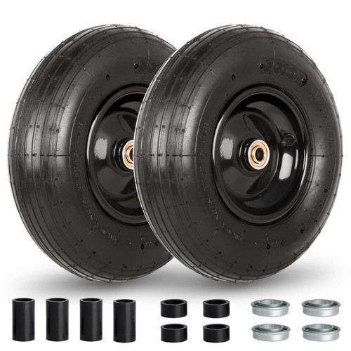 GICOOL 4.00-6 Tire and Wheel, 13" Wheelbarrow Pneumatic Tire, with 1.75" Centered Hub, 5/8" Axle Bore Hole, Sealed Bearings for Gorilla Cart Trolley Dolly Wagon Replacement(2 Pcs)