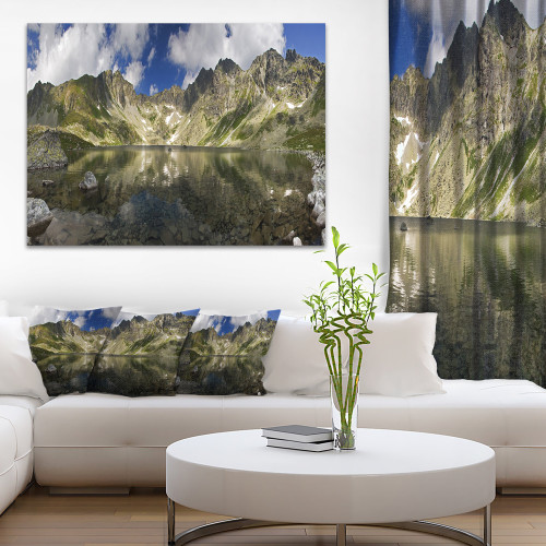 Designart PT9045-20-12 Mountain Lake with Reflection-Landscape Photo Canvas Art Print-20x12, 12" H x 20" W x 1" D 1P, Green Designart PT9045-20-12 Mountain Lake with Reflection-Landscape Photo Canvas Art Print-20x12, 12" H x 20" W x 1" D 1P, Green