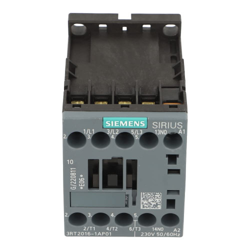 3RT2016-1AP01 | SIEMENS Power CONTACTOR, AC3, 9A, 4KW/400V, 1NO, 230VAC, 50/60HZ, 3 Pole, Size S00, Screw Terminal
