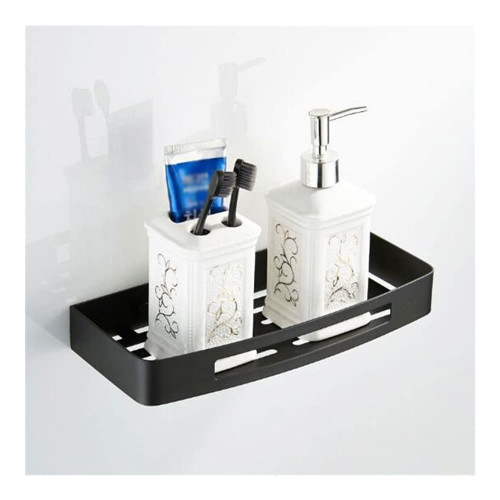 WOLWES Bathroom Shelf Floating Shelves Shower Caddy Square Bathroom Corner Shelf Soap Dish Bath Shampoo Organizer Shelf Draining Rack Wall Mounted Kitchen Spice Rack/Black One Tier