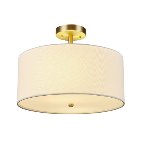 Globe Electric 61273 Maria 1-Light Flush Mount Ceiling Light, Matte Brass, White Fabric Shade, Bulb Not Included