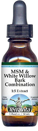 MSM & White Willow Bark Combination Glycerite Liquid Extract (1:5) - No Flavor (1 oz, ZIN: 522752) - 2 Pack
