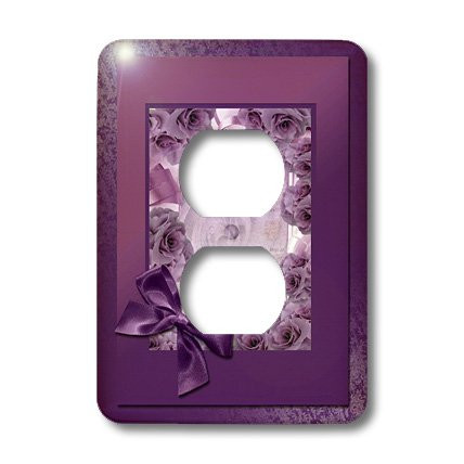 3dRose lsp_49114_6 Plum Pink Rose Frame With Bow Outlet Cover