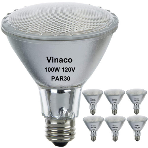 Vinaco PAR30 Flood Light 100W, 6 Pack High Brightness 1500LM PAR30 Halogen Long Neck Dimmable,PAR30L Flood 100 Watt 3000K Warm White, Long Lasting PAR30 100W 120V Flood Long Neck with E26 Base