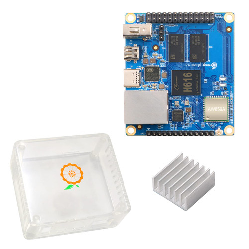 Orange Pi Zero 2, 1GB Allwinner H616 Quad Core 64 Bit Open-Source Microcontroller 1000M Ethernet Single Board Computer, Support Android10, Ubuntu, Debian (Zero 2+ Case + Al Heat Sink)