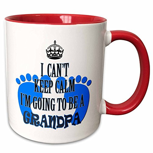3dRose 218173_5 I I Cant Keep Calm I'm Going To Be A Grandpa Baby Boy Funny Saying Two Tone Red Mug 11 oz