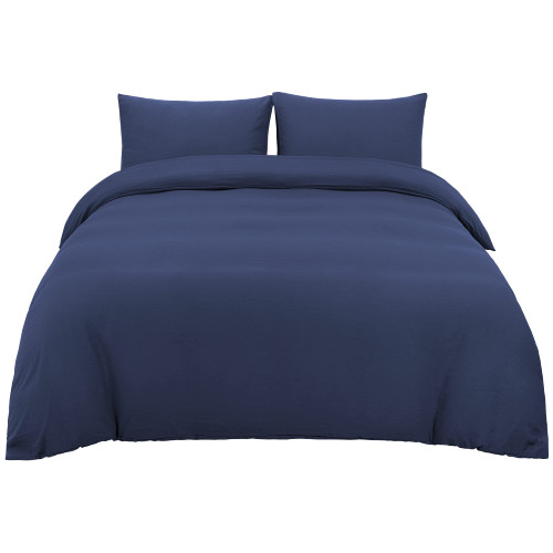 PiccoCasa 3 Pieces Full Navy Blue Duvet Cover Set, Soft Comforter Cover Set(1 Duvet Cover + 2 Pillowcases) Breathable Bedding Quilt Cover Sets with Zipper Closure & Corner Ties