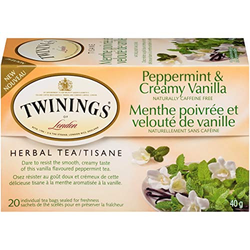 Twinings Tea Herbal Peppermint and Creamy Vanilla 20 Individual Tea Bags/Net Wt. 1.41oz.