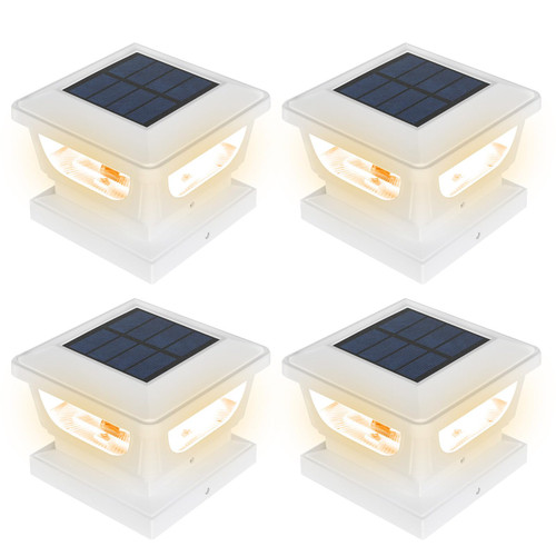 Sumaote Solar Post Lights, Outdoor Solar Post Cap Light Fits 4 x 4 Wood, 3x3 & 4x4 PCV/Vinyl Posts, Warm White Fence Deck Lights Solar Powered for Garden Yard Railing, IP65 Waterproof, 2 Pack