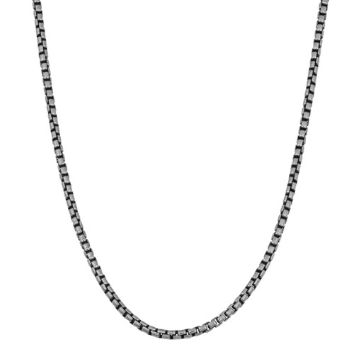 Kooljewelry Oxidized Sterling Silver 1.7 mm Round Box Chain Necklace (18 inch)