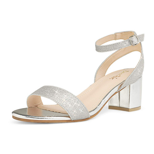 DREAM PAIRS Womens Open Toe Ankle Strap Low Block Chunky Heels Sandal Party Dress Pumps Shoes, Silver/Glitter - 7 (Carnival) DREAM PAIRS Womens Open Toe Ankle Strap Low Block Chunky Heels Sandal Party Dress Pumps Shoes, Silver/Glitter - 7 (Carnival)