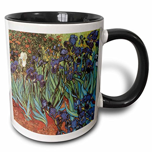 3dRose 128154_4 Irises by Vincent Van Gogh Mug, 11 oz, Black