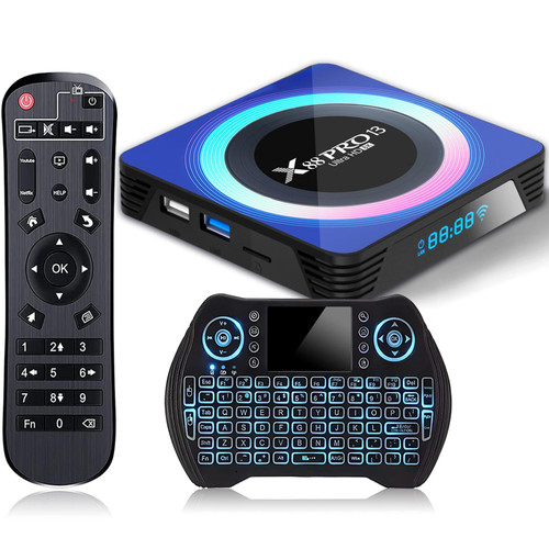 TOPIPRO Android 13 TV Box 4GB RAM 64GB ROM RK3528 Ultra HD 8K 4K 2.4G&5.8G WiFi 6 Android Box HDR10+ BT5.0 USB 3.0, TV Box Android with Mini Wireless Keyboard